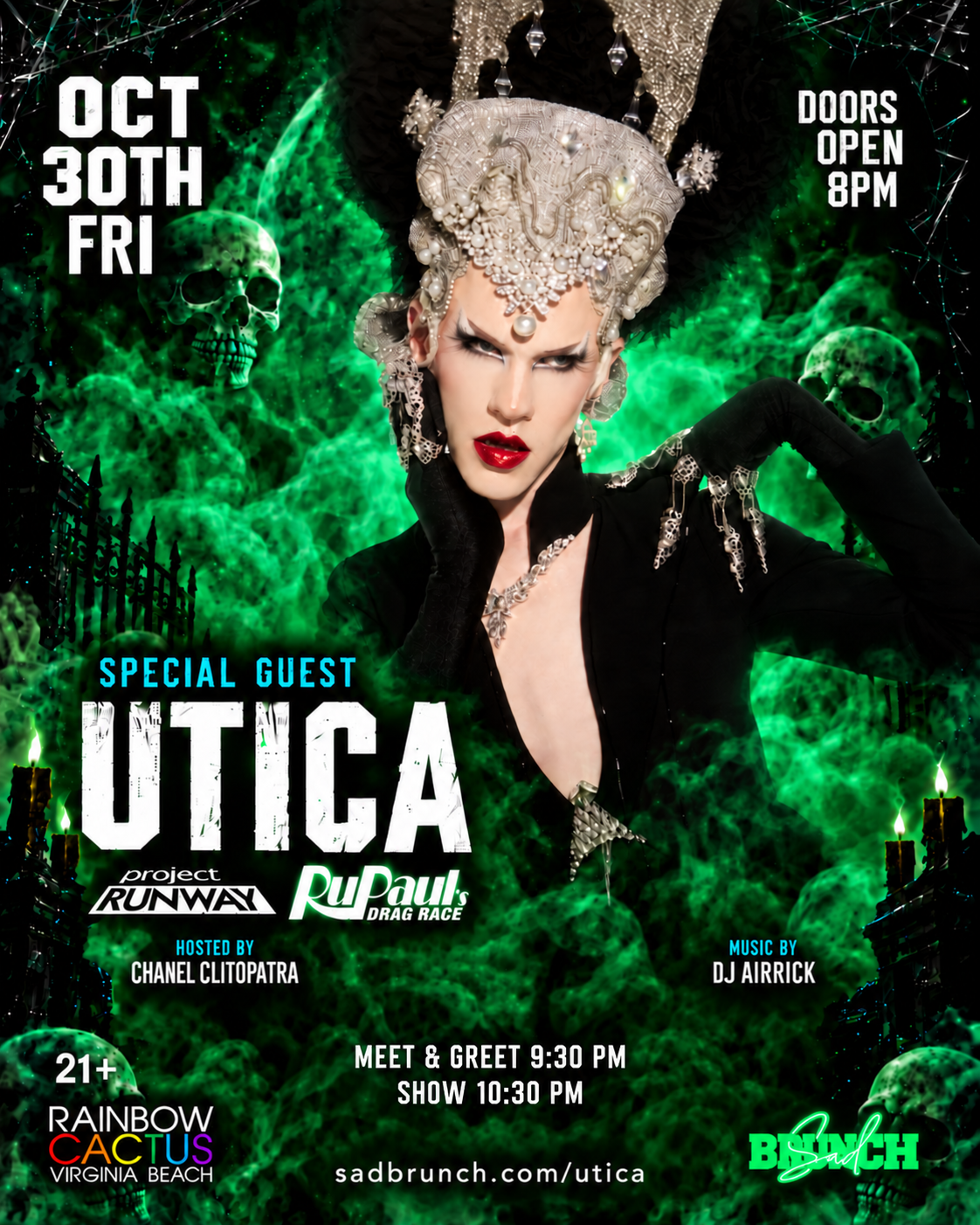 Utica HallowQueen event poster for Rainbow Cactus Virginia Beach